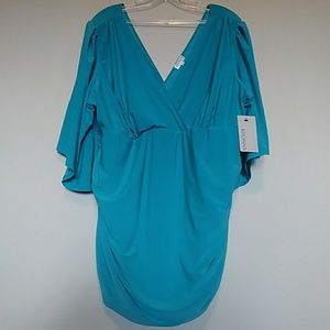 Kiera Kimono Sleeve top from Kiyonna in Seafoam!